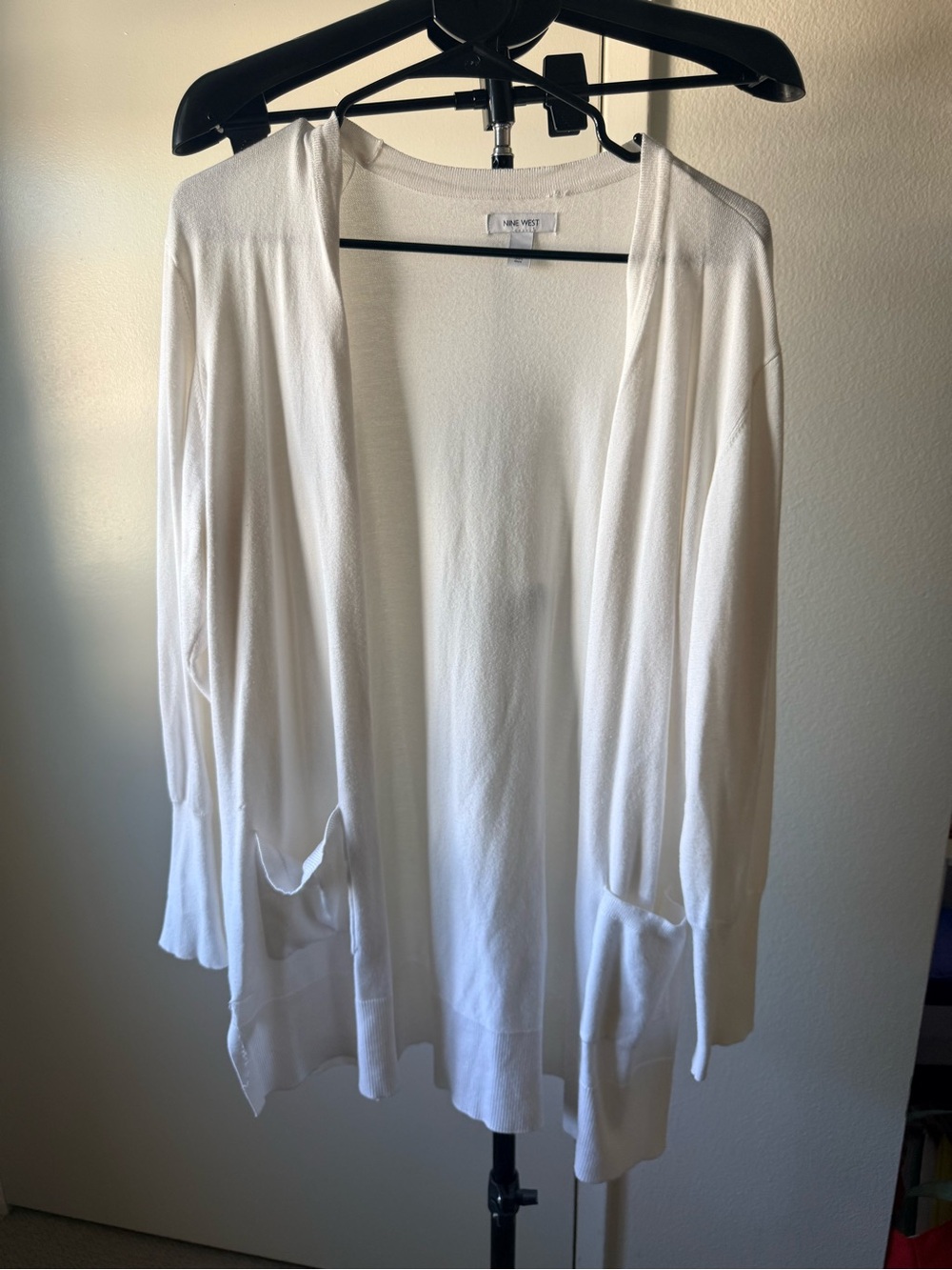 Nine West White Knit Open Cardigan